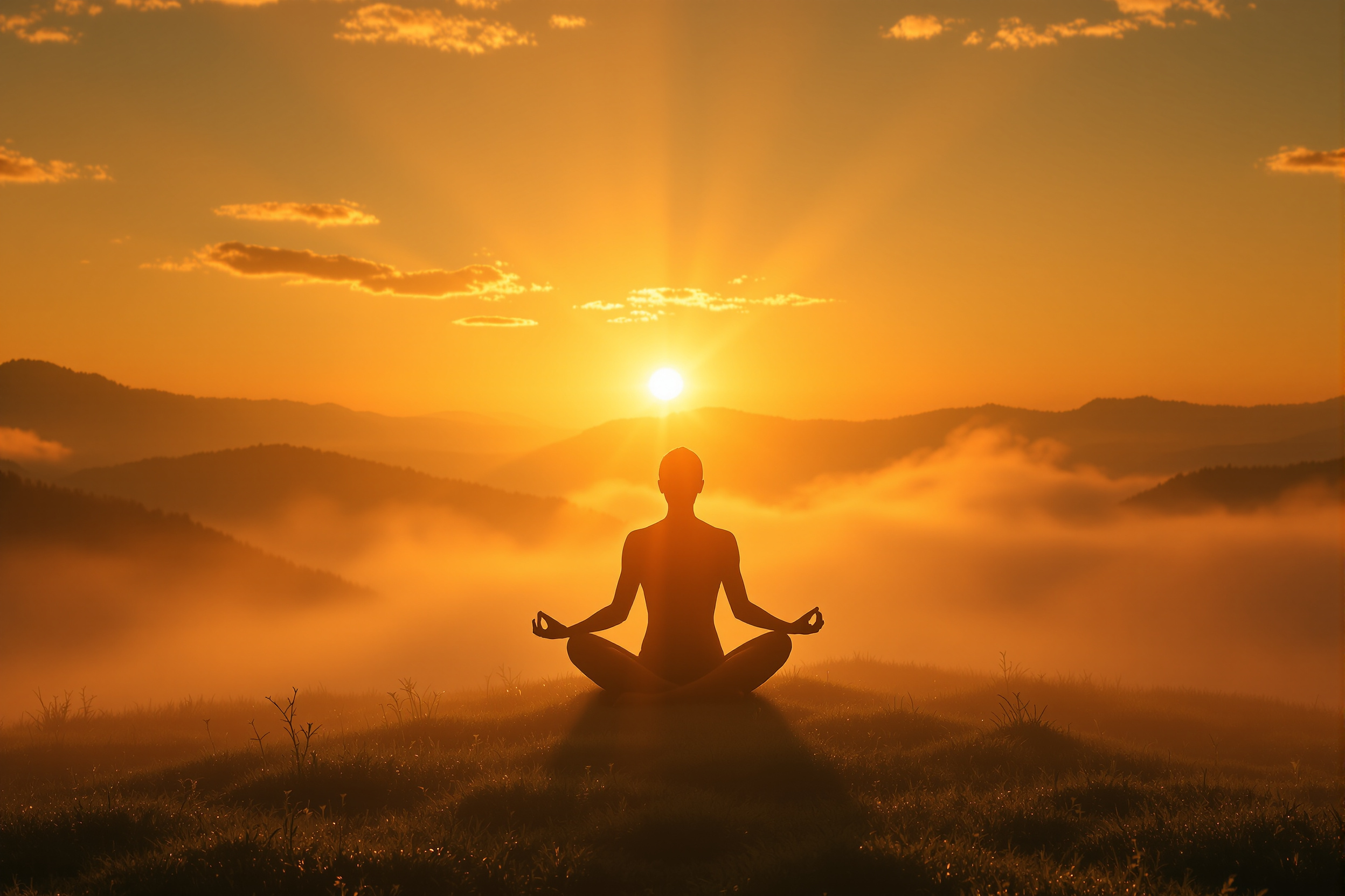 Méditation et respiration au lever du soleil